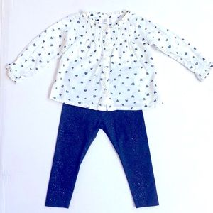 Osh Kosh Heart Shirt with Sparkle Leggings